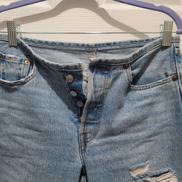 Levi's 501 Mini Waist Distressed Jeans Size 25 - Picture 4 of 10